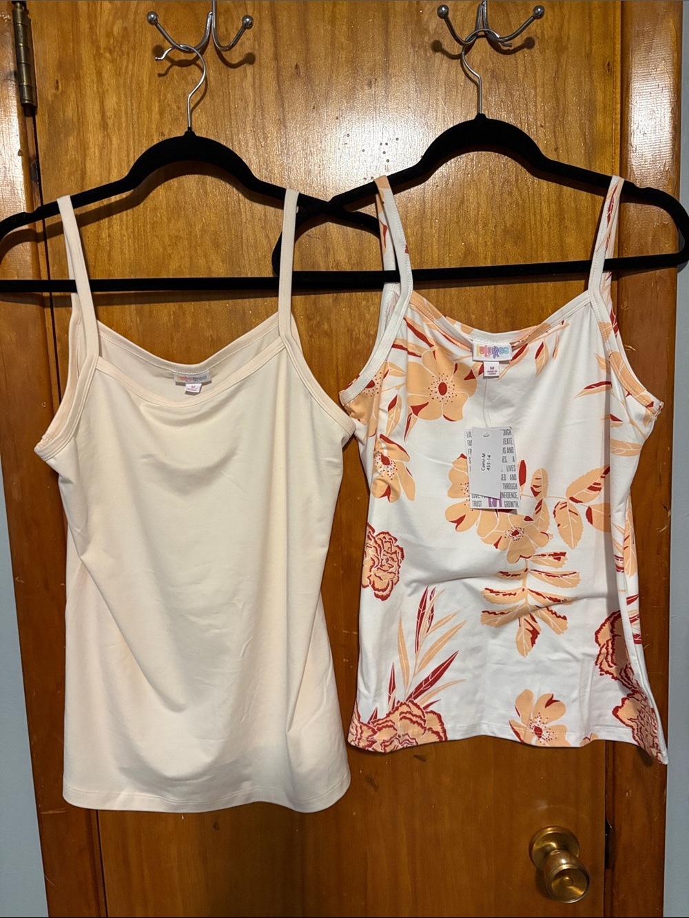 LuLaRoe (NWOT)Cream Solid & (NWT) White Floral Spaghetti Strap Camisoles Size M